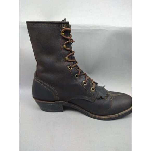 Abilene Leather Lace Up Western Packer Kiltie Boots Men's 7.5 D (Womens Size 10) - Picture 10 of 16